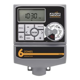 Aqua Control Programador de Riego Access 6 para 6 Zonas con Conexión Bomba y Sensor Lluvia y Fácil Programación a Pilas