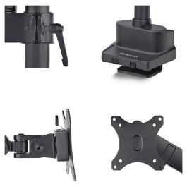 StarTech Brazo de Sobremesa VESA para Monitor Hasta 40" (101.6 cm) 8 kg - Soporte Monitor Negro con Resorte - Ajuste sin Herramientas, 75x75/100x100 mm