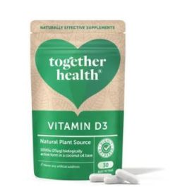 TOGETHER Vitamina D3 Vegana 1000 UI con Metabolitos de Liquen y Aceite de Coco, 30 Cápsulas Bioactivas para Mejor Absorción Precio: 12.4999996. SKU: B1DQ4H25SX