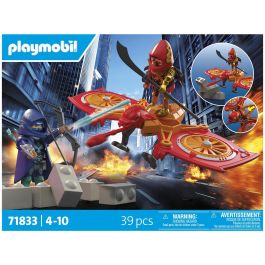 Playmobil 71833 Dron Lucha Ninja Malvado - Set Red Dragon con Dron Dragón Móvil, Alas Giratorias y Cañón