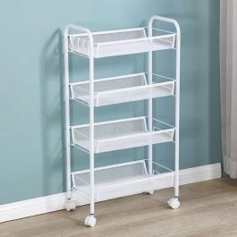 Inde Carrito Auxiliar de 4 Niveles con Ruedas, Organizador Multiusos para Cocina, Baño, Oficina (4 Unidades)