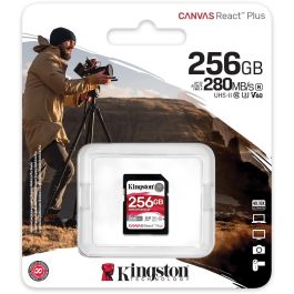 Kingston Tarjeta de memoria Canvas React Plus SDXC 256GB UHS-II U3 V60 280MB/s Lectura 150MB/s Escritura para 4K