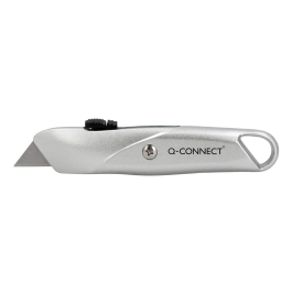 Q-connect XD-53 Cúter Metálico Ancho Retráctil con Bloqueo, Cuchilla 18 mm, 1 Unidad