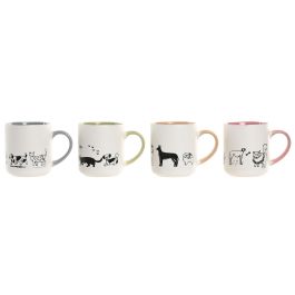 DKD Home Decor Taza Mug Porcelana New Bone Shabby Multicolor 480ml Apto Microondas y Lavavajillas 9 x 10.5 x 13 cm (12 Unidades)