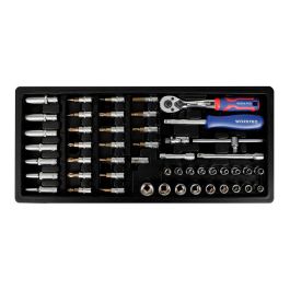 Workpro Juego Carraca 1/4" con Vasos y Puntas, Set de 50 Piezas