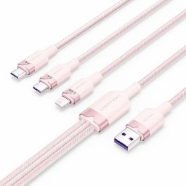 Cable USB 2.0 Lightning Vention CTRPG/ USB Macho/ USB Tipo-C Macho - MicroUSB Macho - Lightning Macho/ 1.5m/ Rosa Cable USB 2.0 Lightning Vention CTRPG/ USB Macho/ USB Tipo-C Macho - MicroUSB Macho - Lightning Macho/ 1.5m/ Rosa