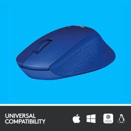Logitech Ratón Inalámbrico M330 SILENT PLUS Azul - Clic Silencioso, Hasta 1000 DPI, Inalámbrico Fiable