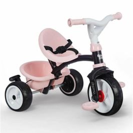 Smoby Triciclo Baby Driver Plus Rosa 10 meses a 3 años - Respaldo Alto, Sillín Ajustable, Ruedas Silenciosas Antipinchazos, Freno