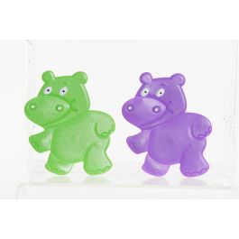 DKD Home Decor Antideslizantes Kids Hipopótamo PVC Colores Surtidos (Lila, Verde) Set de 6 piezas (2 Unidades) 10 x 1 x 13 cm 0,20kg