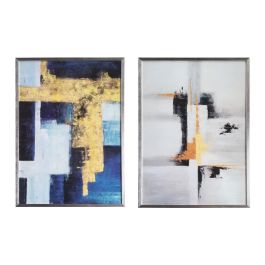 DKD Home Decor Cuadro Decorativo Abstracto Gris Azul 100 x 70 cm (2 Unidades)