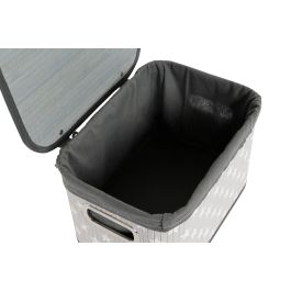 DKD Home Decor Cesta Tradicional Gris Blanco Set de 6 Piezas Bambú Poliéster Algodón MDF 51 x 35 x 33 cm