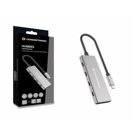 Conceptronic HUBBIES16G 4-Port USB 3.2 Gen 2 Hub, 10Gbps, USB-C a W Usb PD/Aluminum