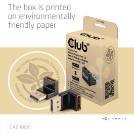 Club 3D CAC-1008 Adaptador DP a DP 1.4 90° Ángulado 4K@120Hz Macho/Hembra Retail