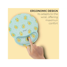 Wondee Alfombrilla de Ratón Ergonómica de Gel con Reposamuñecas, Diseño Aguacates, Antideslizante, Impermeable, 250x230 mm