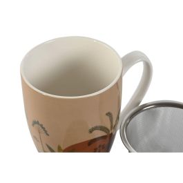 Mug Infusiones Boho DKD Home Decor Terracota Beige 9 x 11 x 12 cm (2 Unidades)