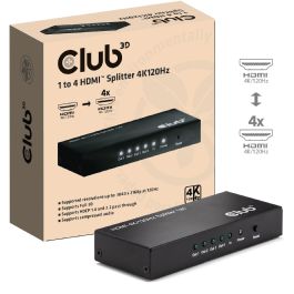 Club3D HDMI Splitter 1 Entrada -> 4 Salidas 4K120Hz UHD Precio: 79.98999998. SKU: B18X73YRDL