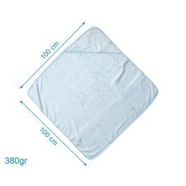 KioKids Toalla de Baño Bebé Bambú Azul 100x100 cm con Capucha Extra Suave OEKOTEX Termo Climática +0 Meses