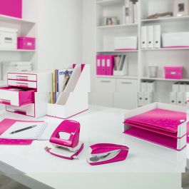 Leitz Portanotas WOW de Poliestireno Rígido, Sujeta Papeles, Tamaño Din A4, Color Fucsia