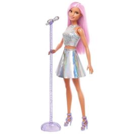 Barbie JCW42 Muñeca Estrella del Pop con Atuendo Brillante, Pelo Rosa Largo y Micrófono para Niños +3 Años Barbie JCW42 Muñeca Estrella del Pop con Atuendo Brillante, Pelo Rosa Largo y Micrófono para Niños +3 Años