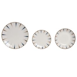 DKD Home Decor Vajilla Azul Blanco Porcelana Set de 18 Piezas Apto Microondas Lavavajillas 26.8 x 2.8 x 26.8 cm