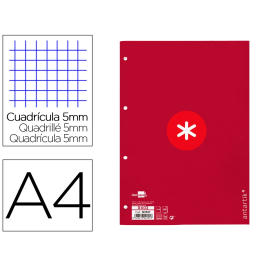 Antartik Recambio A4 80 Hojas 90gr Cuadro 5mm 4 Taladros Banda Marco Color Frambuesa Precio: 2.50000036. SKU: B1H7L2J722