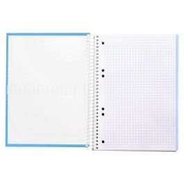 Cuaderno Espiral Liderpapel A5 Micro Crafty Tapa Forrada 120H 90 gr Cuadro 5 mm 5 Bandas6 Taladros Color Celeste