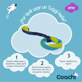 Coachi Tuggi Helix - Juguete de Adiestramiento y Recompensa para Perros y Cachorros - Resistente, Elástico, Anti-mordiscos - Azul-Lima