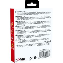 Konix 3328170304436 Cable HDMI 2.1 para Nintendo Switch, 4K y 8K, Nailon Trenzado, 1,8 m, Negro