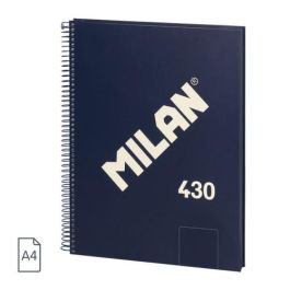 MILAN Cuaderno A4 con espiral y tapa dura, 80 hojas blancas de 95 gr/m², Colección 430 Since 1918, Azul Milan 57141E80B MILAN Cuaderno A4 con espiral y tapa dura, 80 hojas blancas de 95 gr/m², Colección 430 Since 1918, Azul Milan 57141E80B