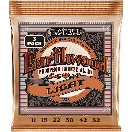 Ernie Ball Cuerdas Guitarra Acústica Earthwood 92/8 Phosphor Bronze Light 11-52 Tripack (3 unidades)