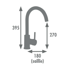 Edouard Rousseau Grifo de Cocina Mezclador Køben - Sin Ducha - Forma de Memoria - Gris y Negro