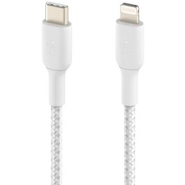 Belkin CAA004BT1MWH - Cable trenzado USB-C a Lightning Boost Charge 1m blanco para carga rápida iPhone/iPad, Certificado MFi