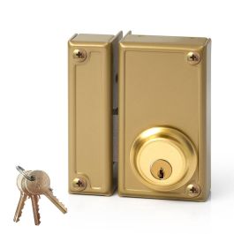 Jis Cerradura de sobreponer solo llave izquierda 33-6i, cilindro fijo 52mm, 3 llaves, dorado