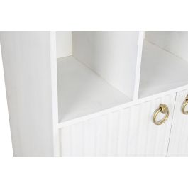 DKD Home Decor Estantería Moderna Blanca de Madera Mango y Metal con 2 Puertas y 6 Estantes Hecha a Mano 90x40x180 cm