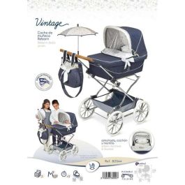 Decuevas Coche Reborn Plegable con Sombrilla Vintage para Muñecas. Ideal para el Juego de Simulación de Niñas desde 3 años. 40x90x90 cm.