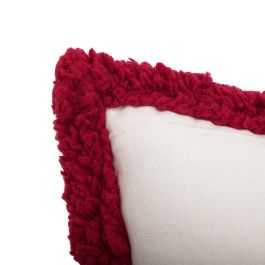 DKD Home Decor Funda Cojín Navidad Tradicional Algodón Burdeos Blanco 45x45 cm Set 4 Unidades Cierre Cremallera 435 gr/m²