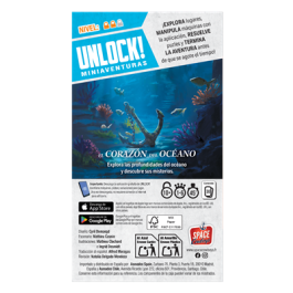 Space Cowboys Unlock! SCUNLSH12ES Juego de Cartas El Corazón del Océano Mini Colección Unlock! 30 Cartas Español