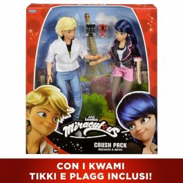 Bandai P50377 Pack de 2 Muñecos Miraculous Marinette y Adrien 26 cm