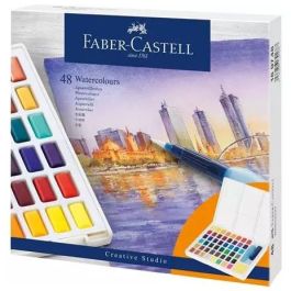 Faber Castell Acuarelas en Pastillas Creative Studio, Estuche de 48 Colores Surtidos