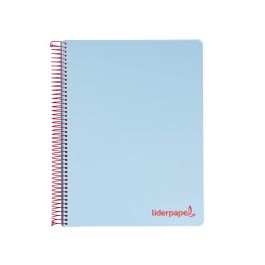 Cuaderno Espiral Liderpapel A4 Micro Wonder Tapa Plastico 120H 90 gr Cuadro 5 mm 5 Banda4 Taladros Color Celeste