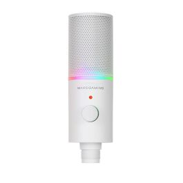 Mars Gaming MMICXT Micrófono USB Profesional para Streaming, Blanco, con Iluminación RGB Chroma, Soporte Ajustable, Modos Cardioide/Omnidireccional, Plug & Play, PC, Mac, PS4, PS5