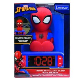 Lexibook Rl800Sp Reloj Despertador Digital Spiderman con Luz Nocturna, Alarma y Sonidos de Marvel para Niños +3 Años