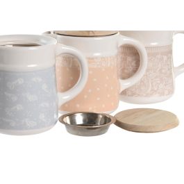 DKD Home Decor Grasera Shabby Rosa Azul Gres Inox Mdf 11 x 13 x 16 cm (3 Unidades)