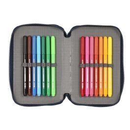 Plumier Doble Munich Flash Azul marino 12.5 x 19.5 x 4 cm (28 piezas)