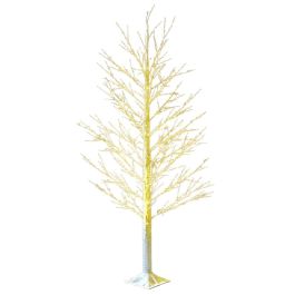 DKD Home Decor Árbol de Navidad Alpina LED Blanco 180 cm con Luz Cálida | Colección White Forest | Cable 5m IP44