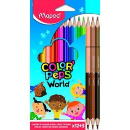 Maped Lápices de Colores Color Peps World, Caja de 12 Colores Surtidos + 3 Duo Tonos de Piel, Madera, Hexagonal Precio: 3.78999951. SKU: B18277LRKB