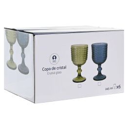 DKD Home Decor Copa de Cristal Azul 260ml, Set de 6 unidades, Colección Diamond garbo 24, Apto para Lavavajillas y Microondas DKD Home Decor Copa de Cristal Azul 260ml, Set de 6 unidades, Colección Diamond garbo 24, Apto para Lavavajillas y Microondas