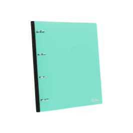 Liderpapel Carpeta 4 Anillas Redondas 25 mm Polipropileno DIN A4 Ultra Compacta Lomo Extensible 4 cm Verde Menta