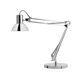 Lampara De Escritorio Unilux Success 80 Led Brazo Doble Articulado Cromado 40x40 cm Base 20 cm Diametro