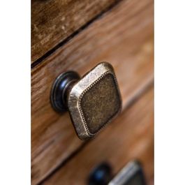 Rei Pomo Mueble Metálico Acabado Cuero Viejo Mod. 3120 Blister 4 Unidades 30x30mm